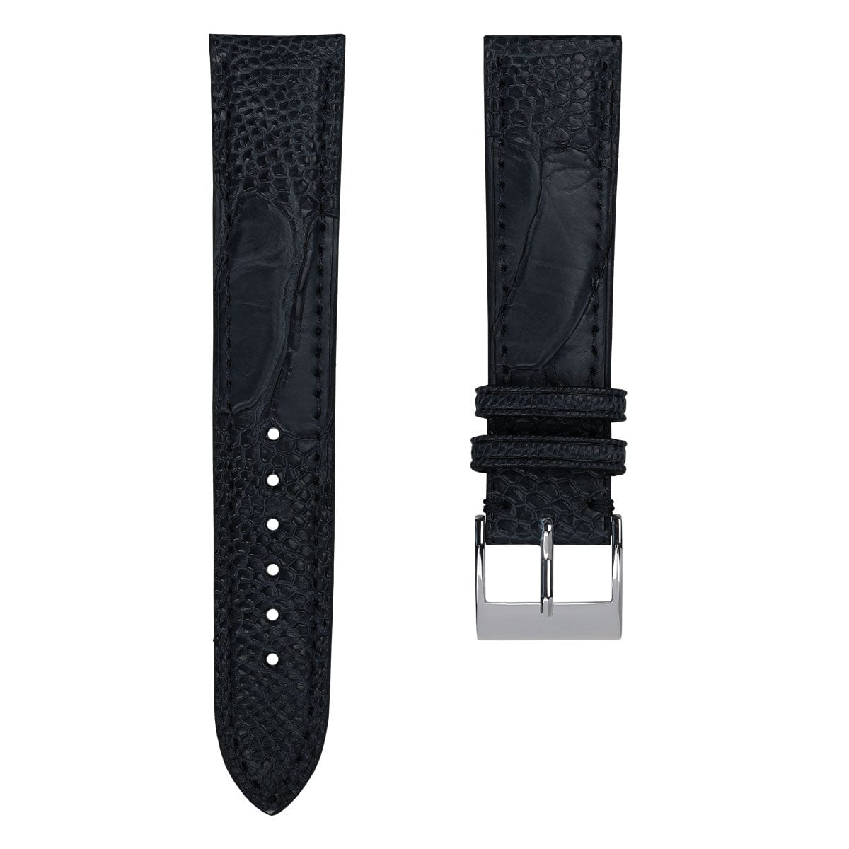 Vòng tay pour montre en cuir fait main avec jambe d'autruche Durbuy - Bleu mat