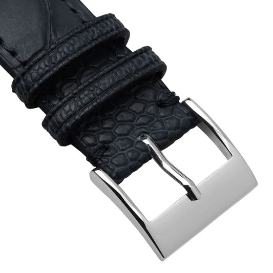Vòng tay pour montre en cuir fait main avec jambe d'autruche Durbuy - Bleu mat