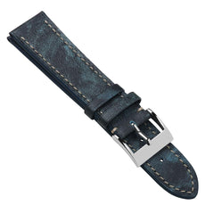 Vòng tay pour montre en cuir de veau à patine tấm Rochefort - Couleur jean bleu