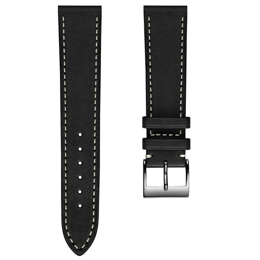 La Strap de Montre en Cuir de Cheval Flatte Thủ công Leuven Cavallo - Noir