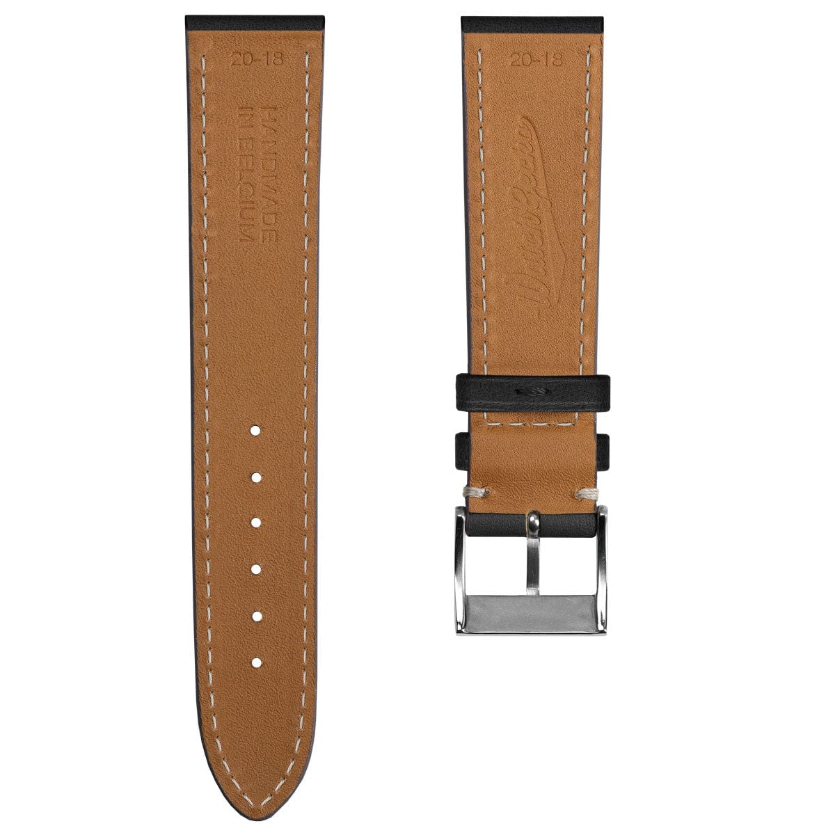 La Strap de Montre en Cuir de Cheval Flatte Thủ công Leuven Cavallo - Noir