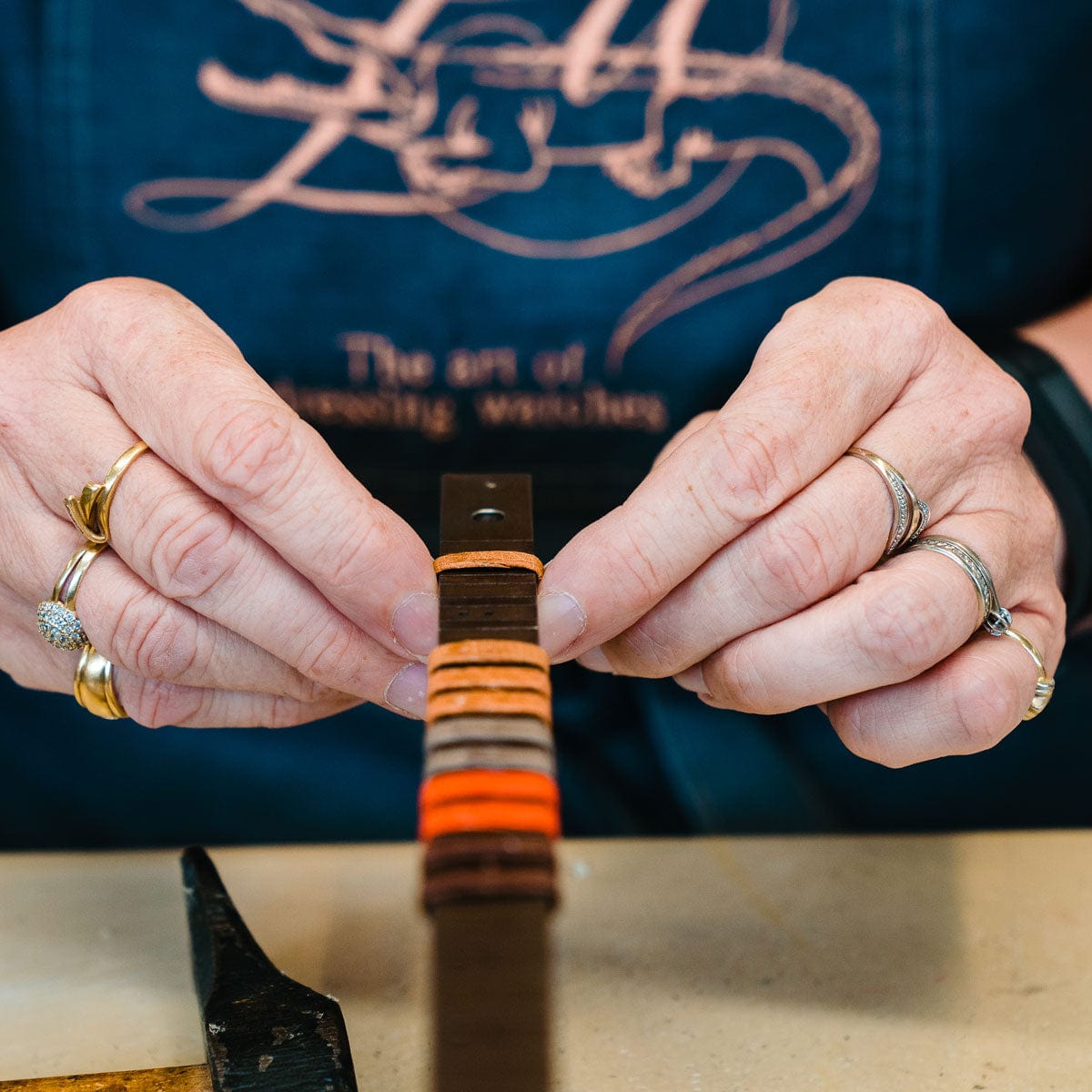 Dây đồng hồ – da nubuck – Xám – thủ công