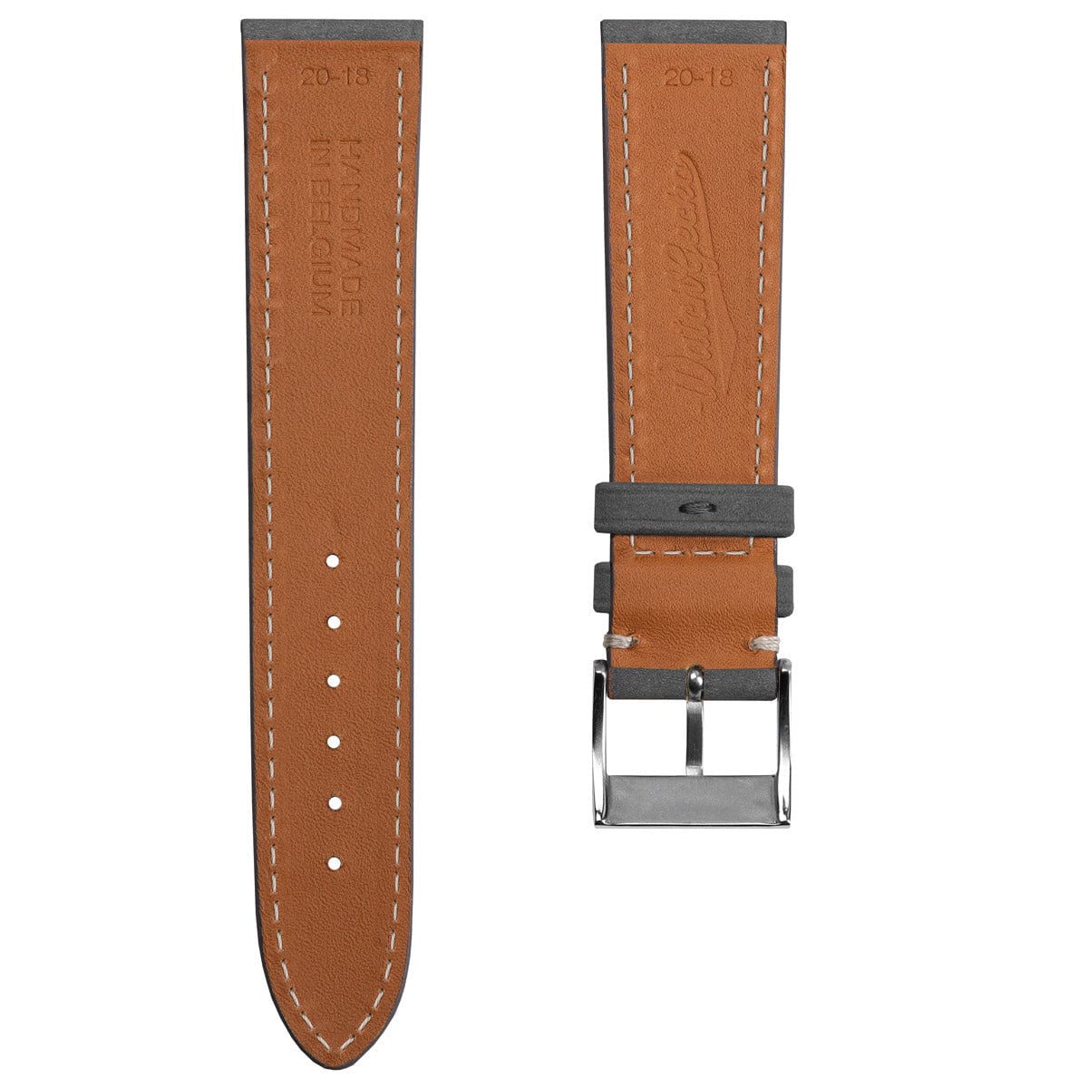 Dây đồng hồ – da nubuck – Xám – thủ công