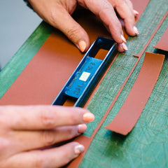 Vòng tay Montre en Cuir Nubuck Plat Mozet Fait Main - Bleu Jean