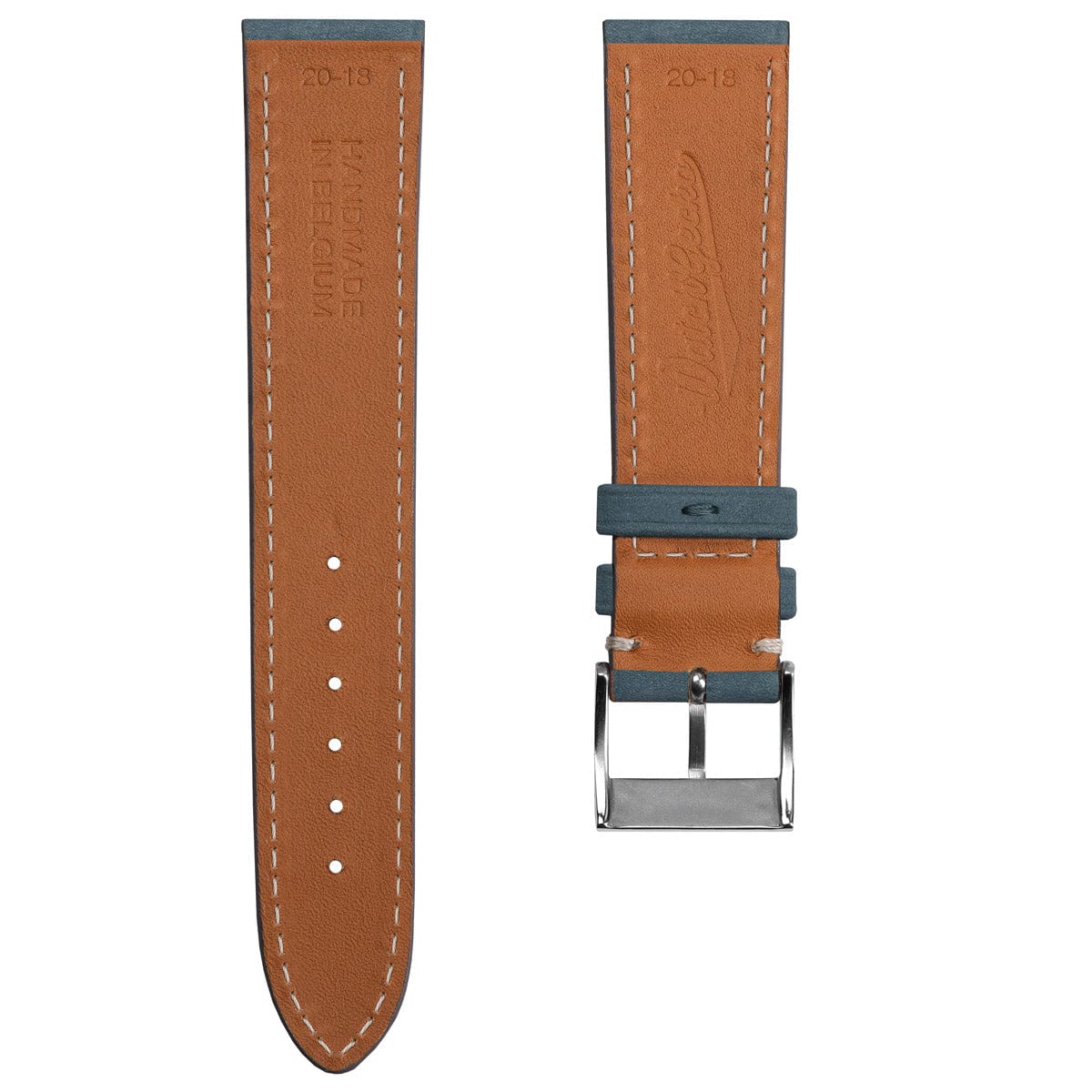 Vòng tay Montre en Cuir Nubuck Plat Mozet Fait Main - Bleu Jean