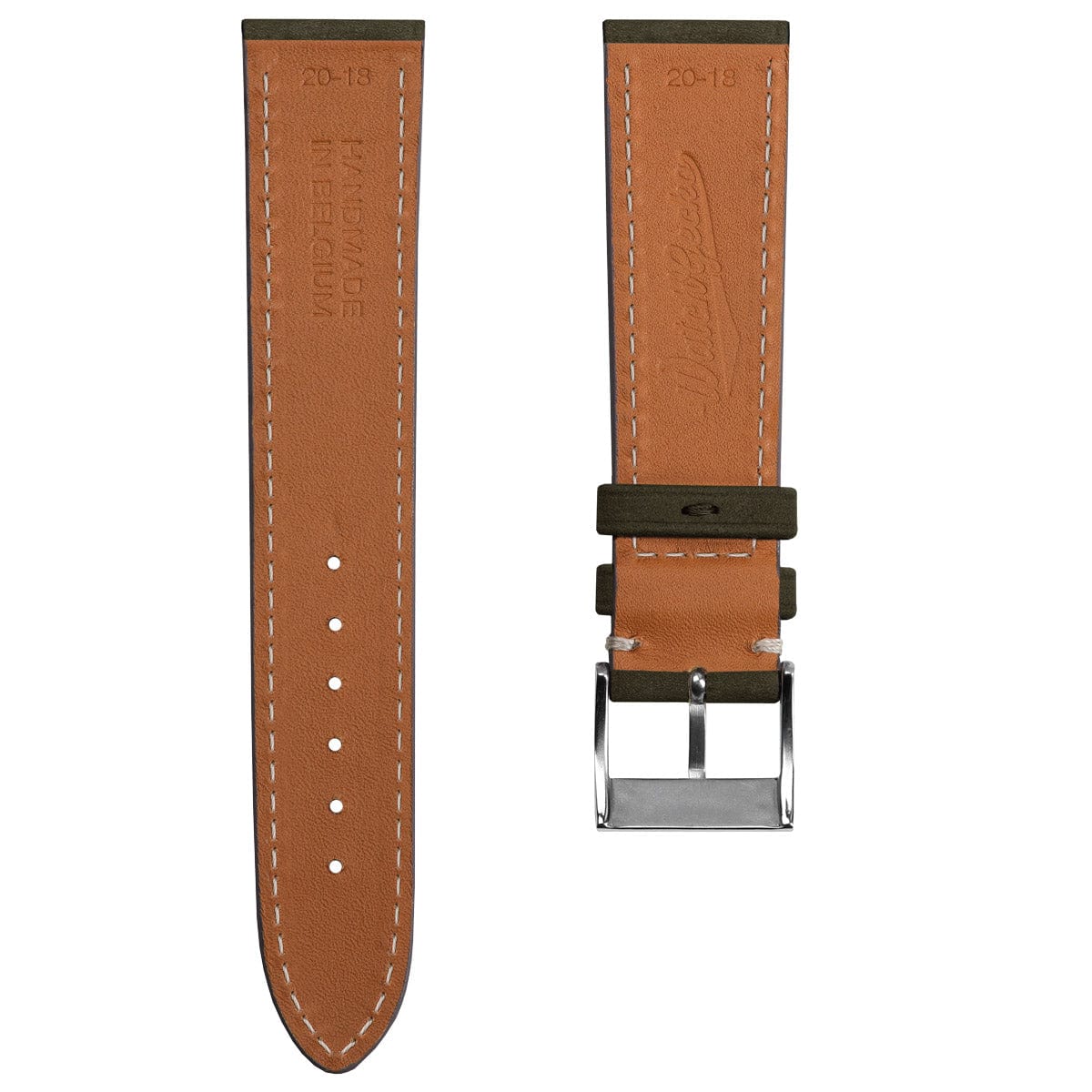 Vòng tay đổ montre và nubuck plat Mozet, fait main en kaki