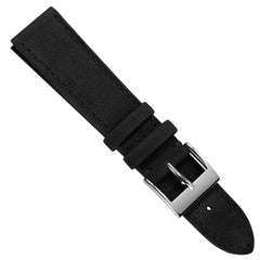 Dây đeo đồng hồ Mozet bằng da nubuck phẳng, làm thủ công - Màu đen