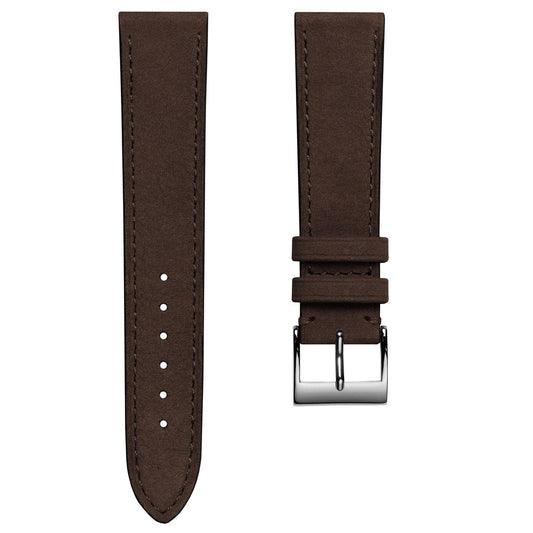 Dây đeo đồng hồ da nubuck phẳng thủ công Mozet - Màu nâu sô cô la