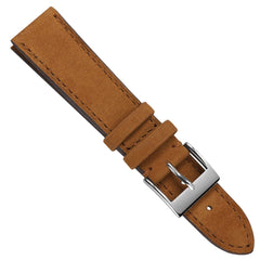 Dây đeo đồng hồ Mozet bằng da nubuck phẳng, làm thủ công - Màu Cognac