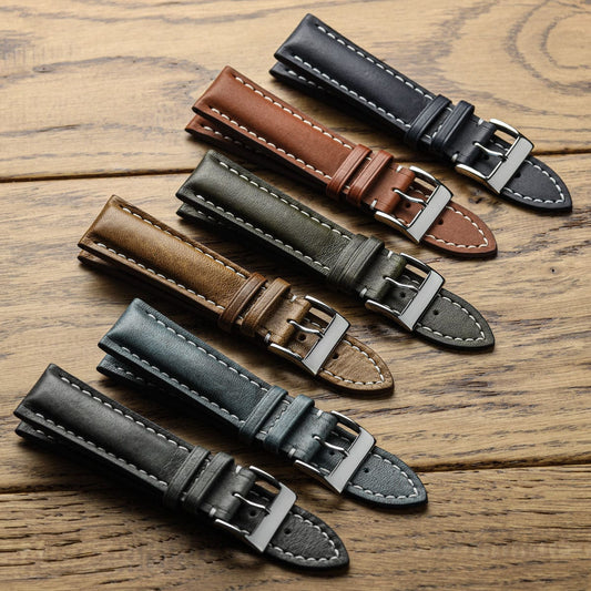 Vòng tay en cuir épais rembourré Ostend - Patina gris élégante