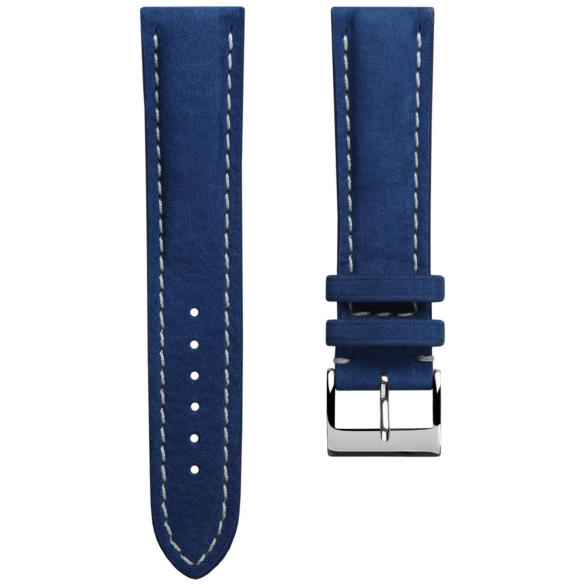 Vòng tay en cuir épais et rembourré pour montre Ostend - Nubuck bleu azur
