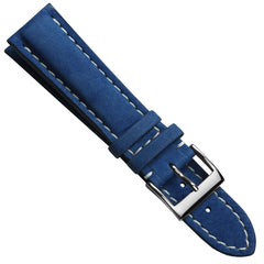 Vòng tay en cuir épais et rembourré pour montre Ostend - Nubuck bleu azur