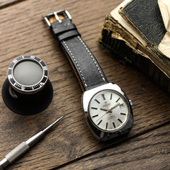 Dây đeo đồng hồ da thật Radstock Vintage - Màu đen cổ điển