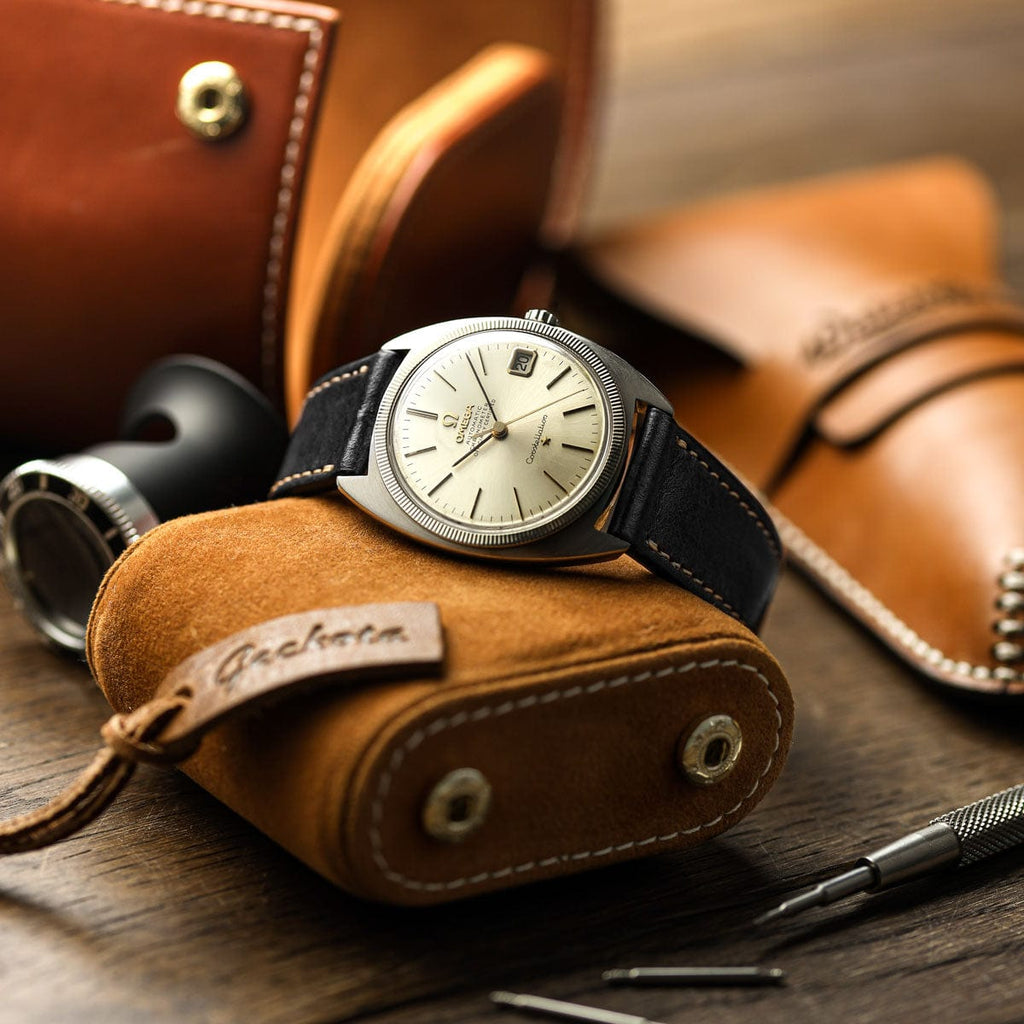 Dây đeo đồng hồ da thật Radstock Vintage - Màu đen cổ điển