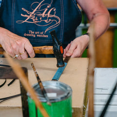vòng đeo tay de montre en cuir de veau patiné plat Rochefort - Platine
