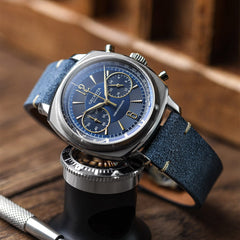 Dây đeo đồng hồ Stanway Vintage V-Stitch Conceria Opera bằng da lộn - Màu nâu