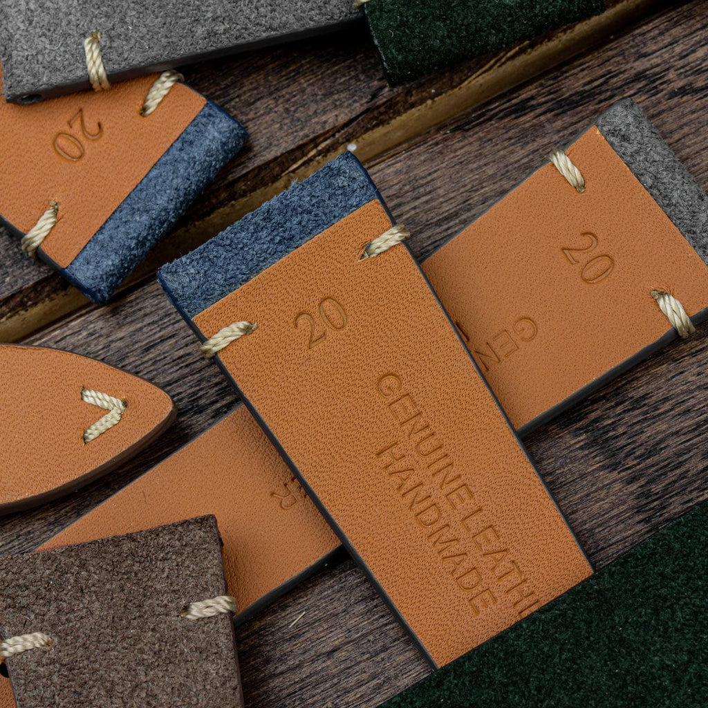Dây đeo đồng hồ Stanway Vintage V-Stitch Conceria Opera bằng da lộn - Màu nâu