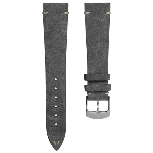Dây đeo đồng hồ Stanway Vintage V-Stitch Conceria Opera bằng da lộn - Màu xám
